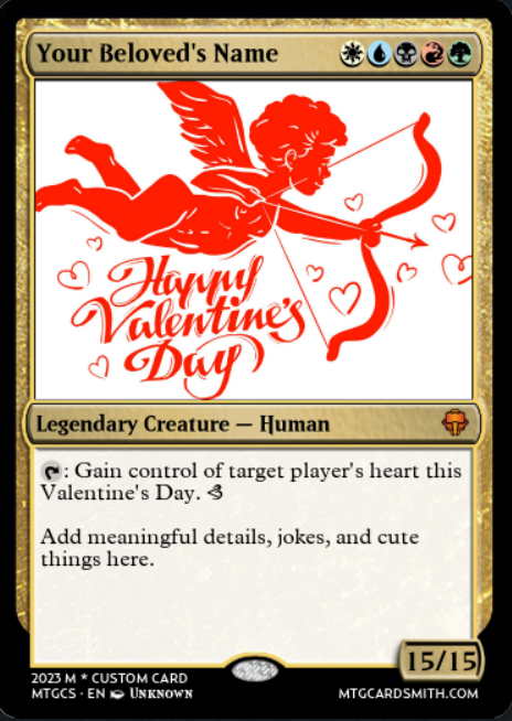 valentines day mtg card