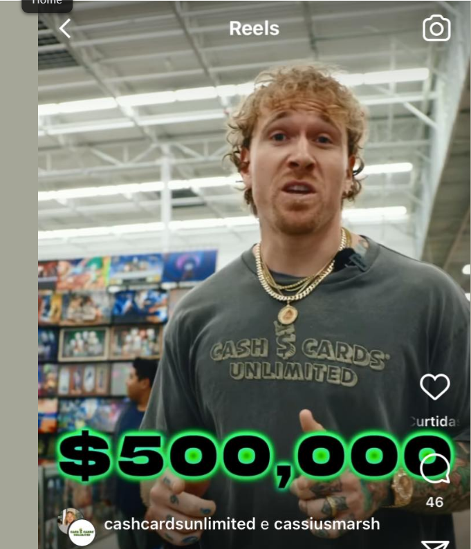 a post showing cassius marsh offering five hundred thousand dollards for thr one ring