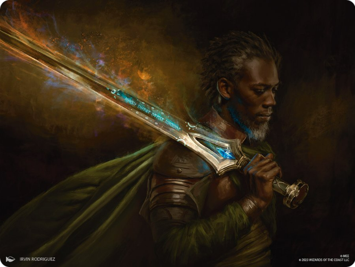 art depicting the new aragorn from the lotr mtg set
