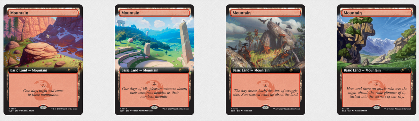 cards 1-4 of the mountain goats secret lair drop