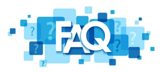 the words frequently asked questions in blue and white letters